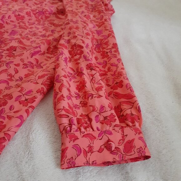 Vineyard Vines Women's Size L Coral Pink Helenium Floral Silk Blend Tunic Dress - Picture 10 of 13